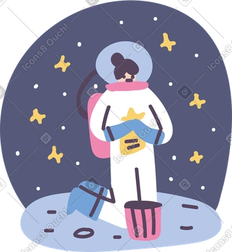 Woman throwing a star in the trash PNG, SVG
