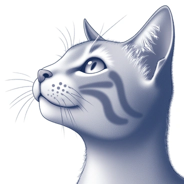 A close-up view of a cat's face with a focus on its nose. The cat has a soft, textured fur that adds detail to the image. Around the cat's nose, intricate frost crystals are forming a delicate pattern, showcasing their sharp, geometric shapes. The background is softly blurred to emphasize the cat's features and the frost details, creating a striking contrast.
