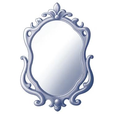A mirror with an ornate design. The frame features flowing lines and intricate motifs characteristic of the Art Nouveau style. The designs include floral and natural elements that intertwine gracefully, creating an elegant and harmonious appearance. The mirror itself is large and prominently displayed, reflecting the surrounding environment.
