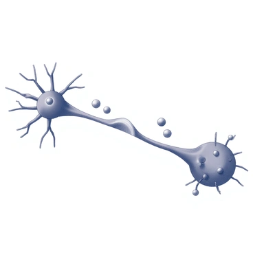 Illustration of neurotransmitters crossing a synaptic gap between neurons