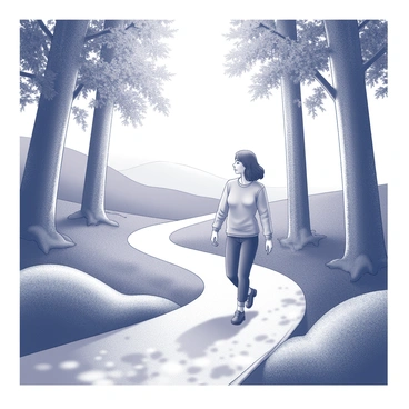 A person enjoying a peaceful walk in nature after recovering from a brain aneurysm