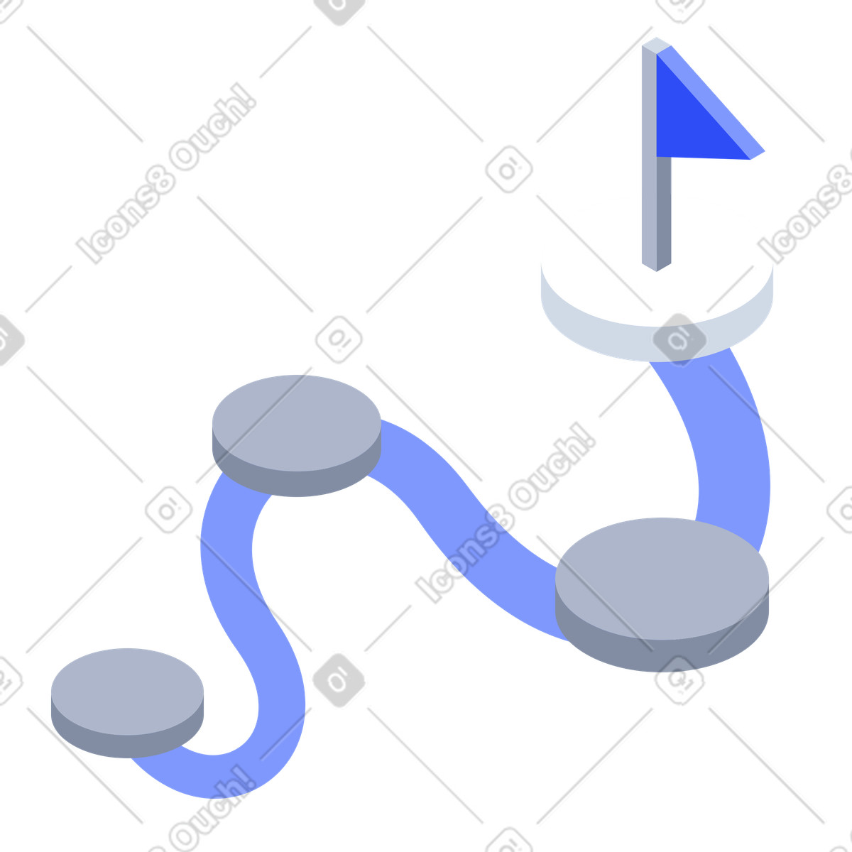 Illustration Parcours par étapes jusqu'à la ligne d'arrivée, planification de feuille route du projet dans le style System à télécharger aux formats PNG, SVG