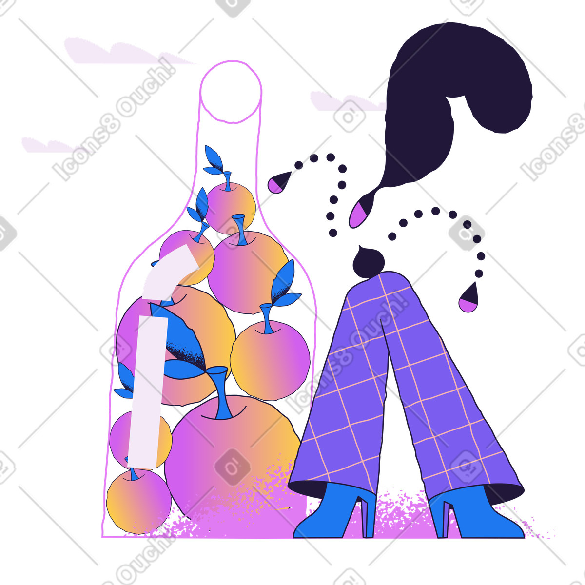 Illustration Bouteille aux pommes dans le style Conifer à télécharger formats PNG, SVG