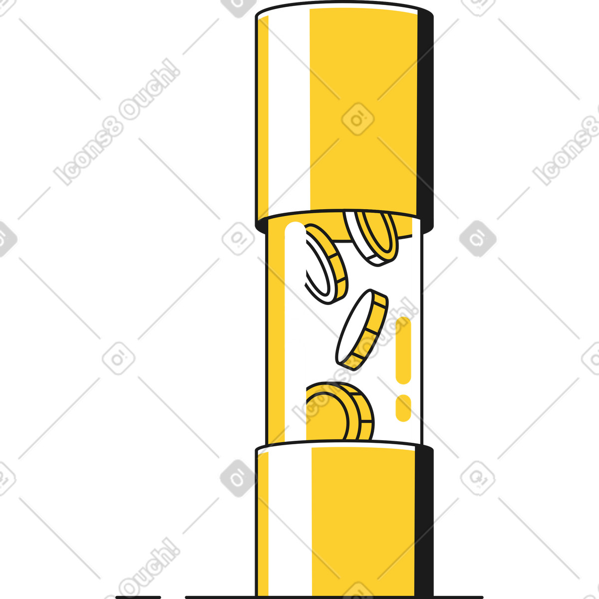 Illustration Pipe avec des pièces de monnaie dans le style Taxi à télécharger aux formats PNG, SVG