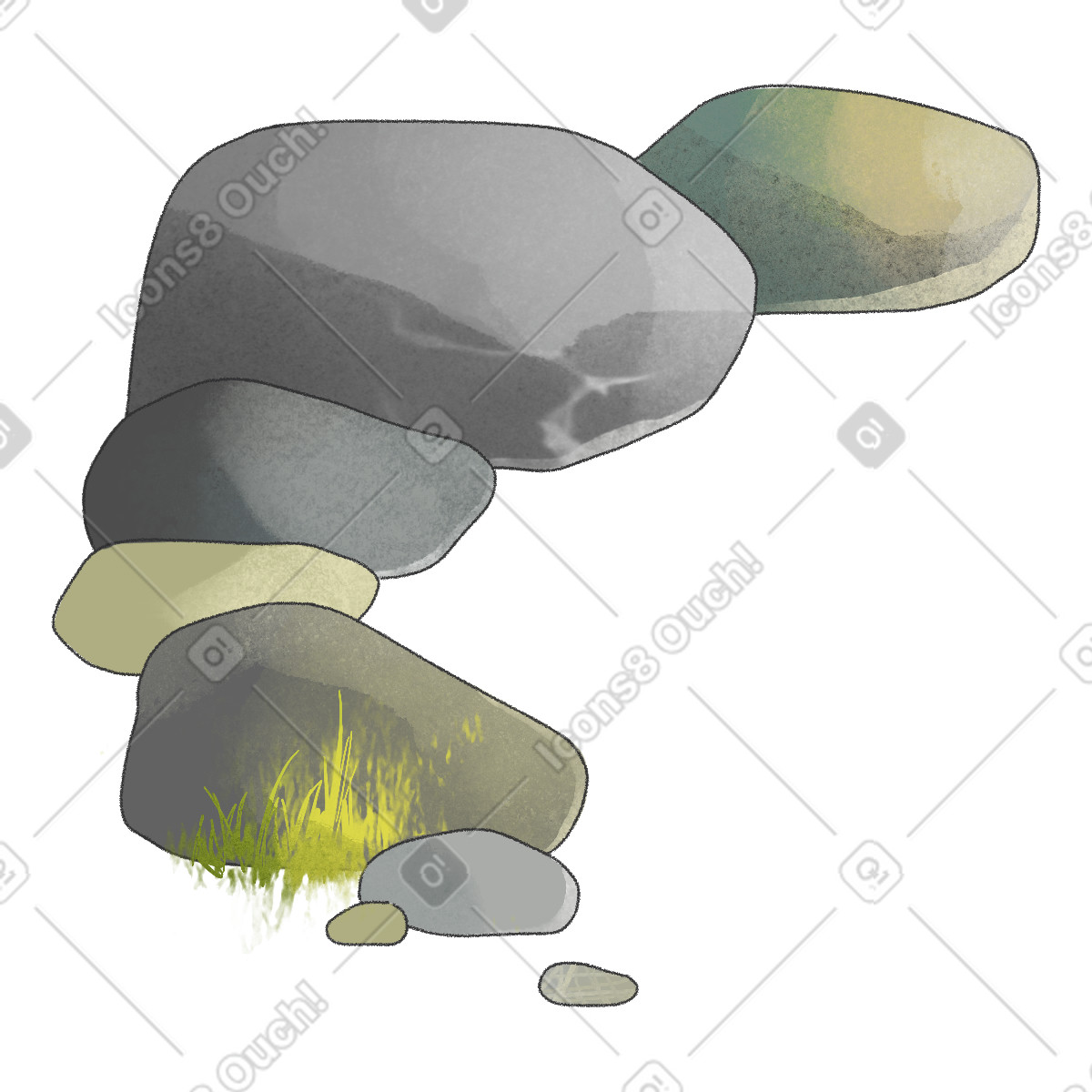 Grey stones illustration in Seasons style download in PNG, SVG