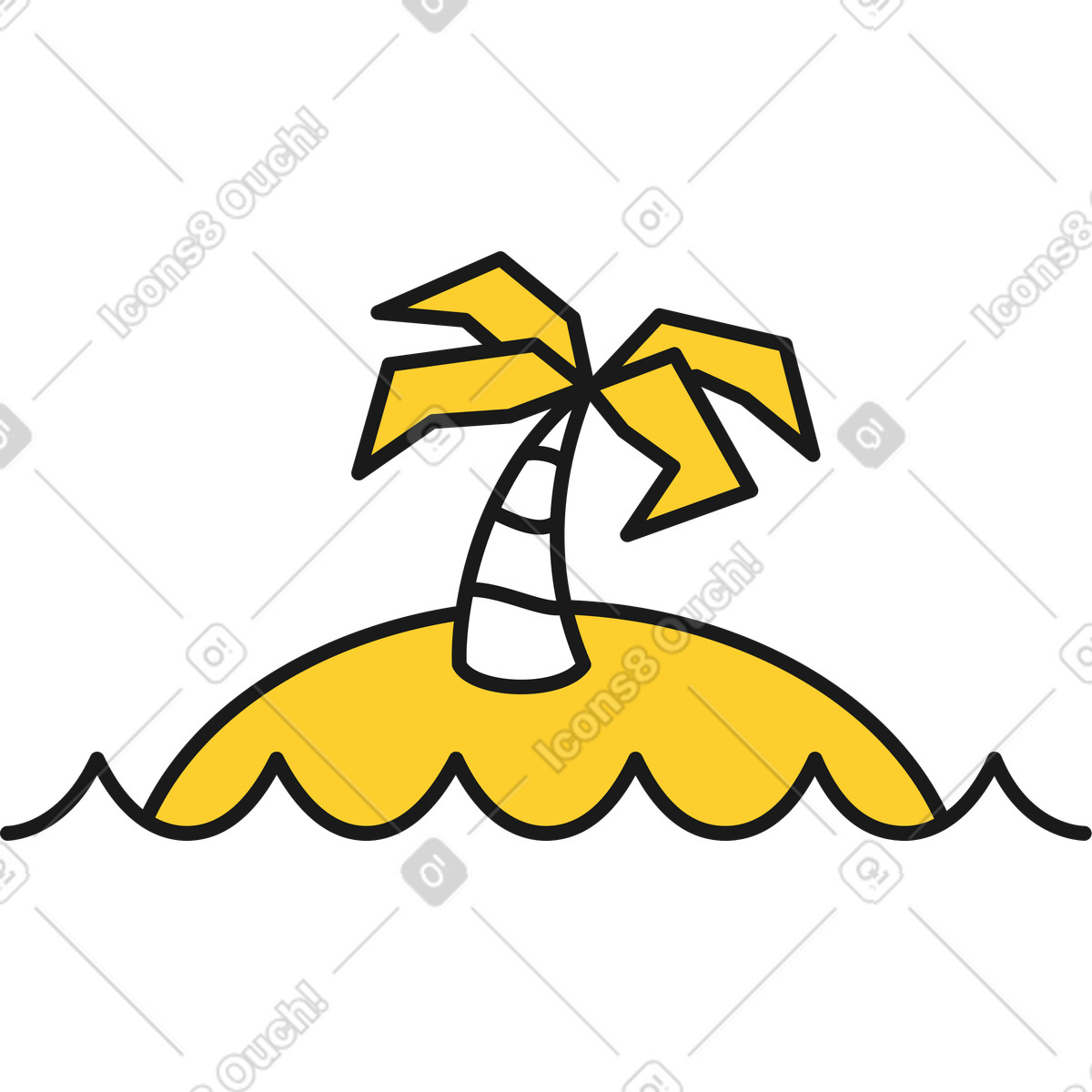 Isola delle palme illustrazione in stile Taxi scarica in PNG, SVG