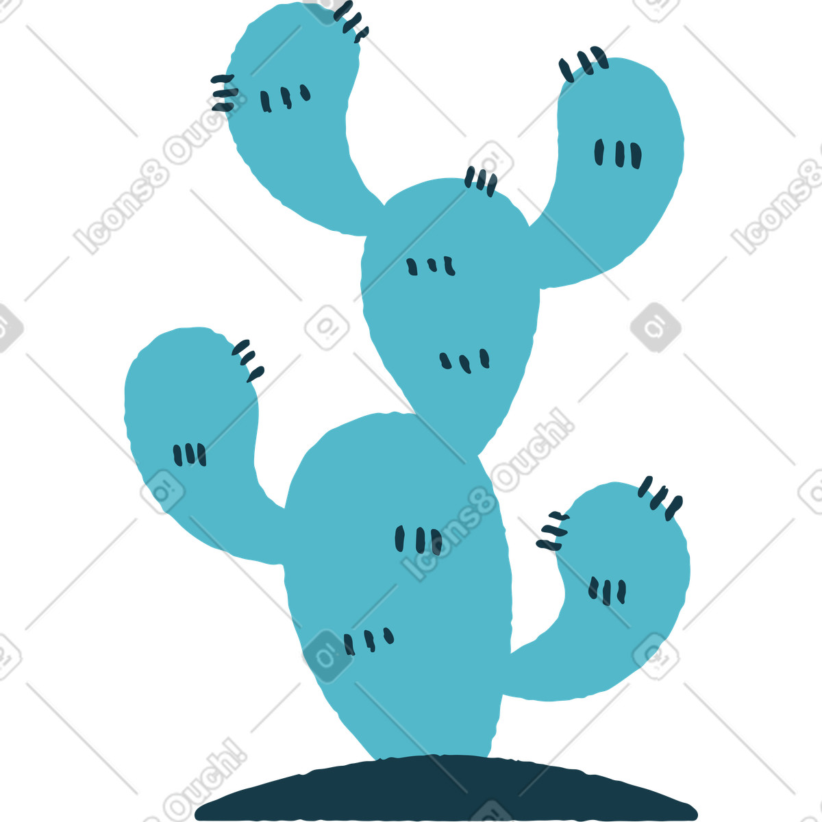 Kaktus-Illustration im Flamenco-Stil als Download in PNG, SVG
