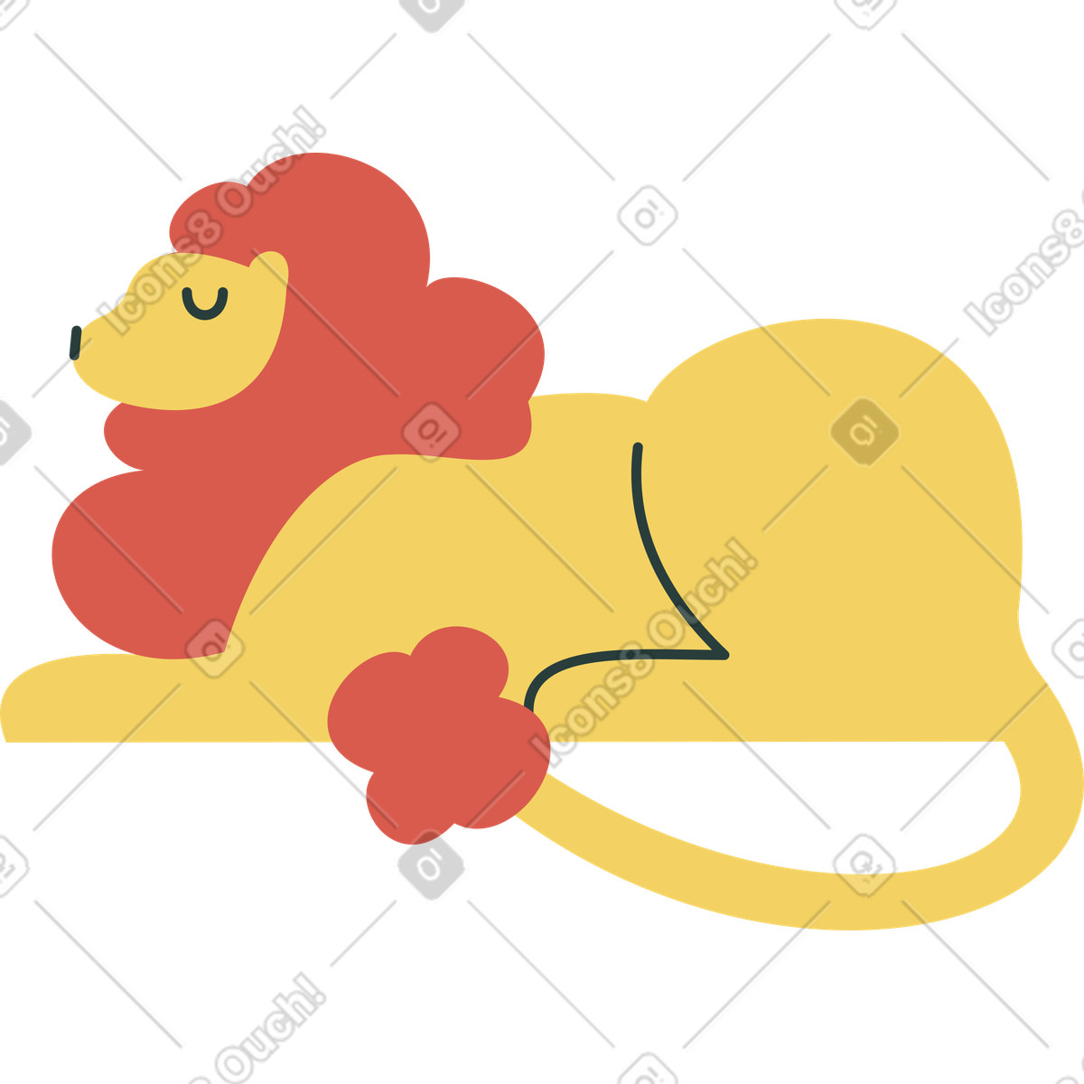 Löwe-Illustration im Macaroni-Stil als Download in PNG, SVG