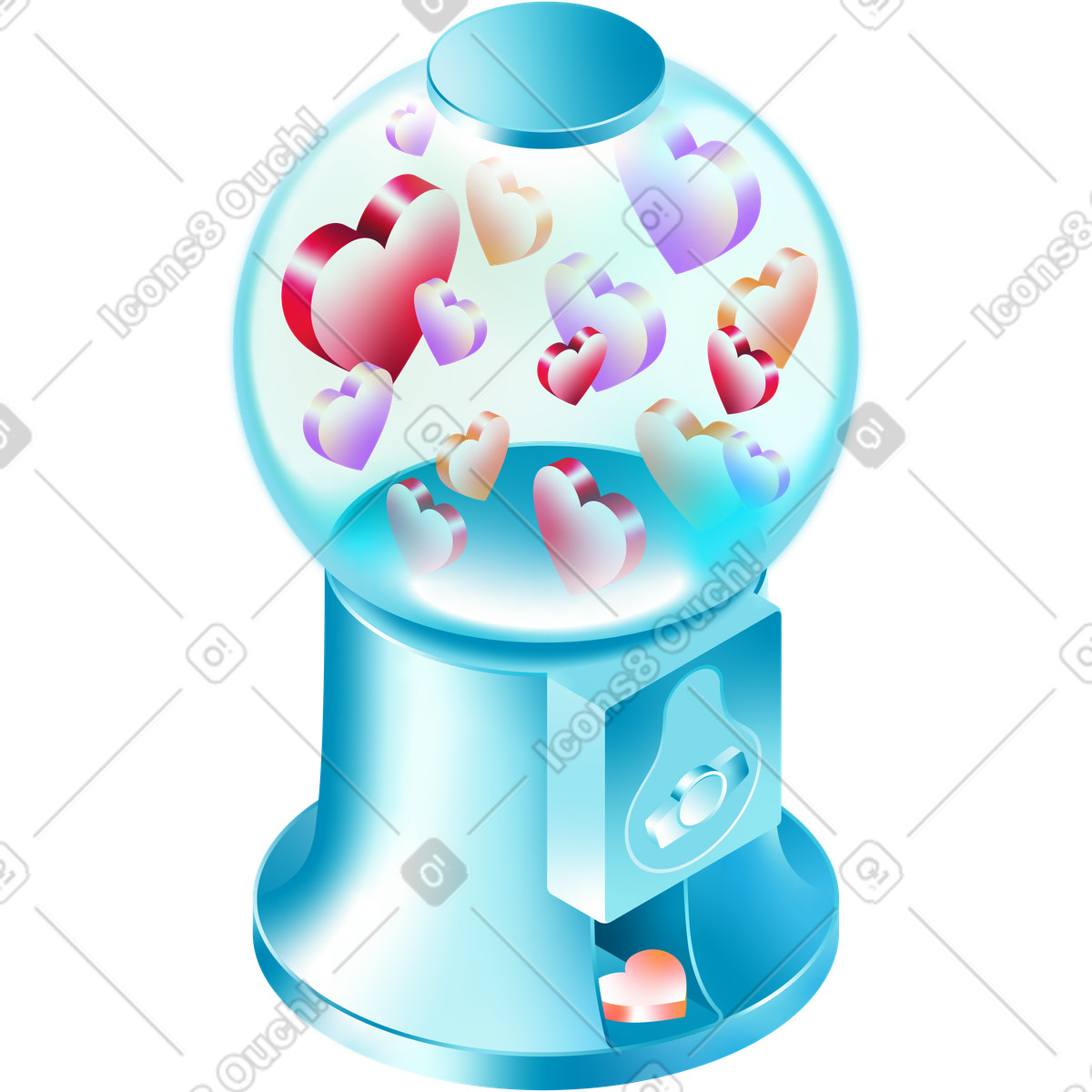 Illustration Machine isométrique avec des coeurs dans le style Glare à télécharger aux formats PNG, SVG