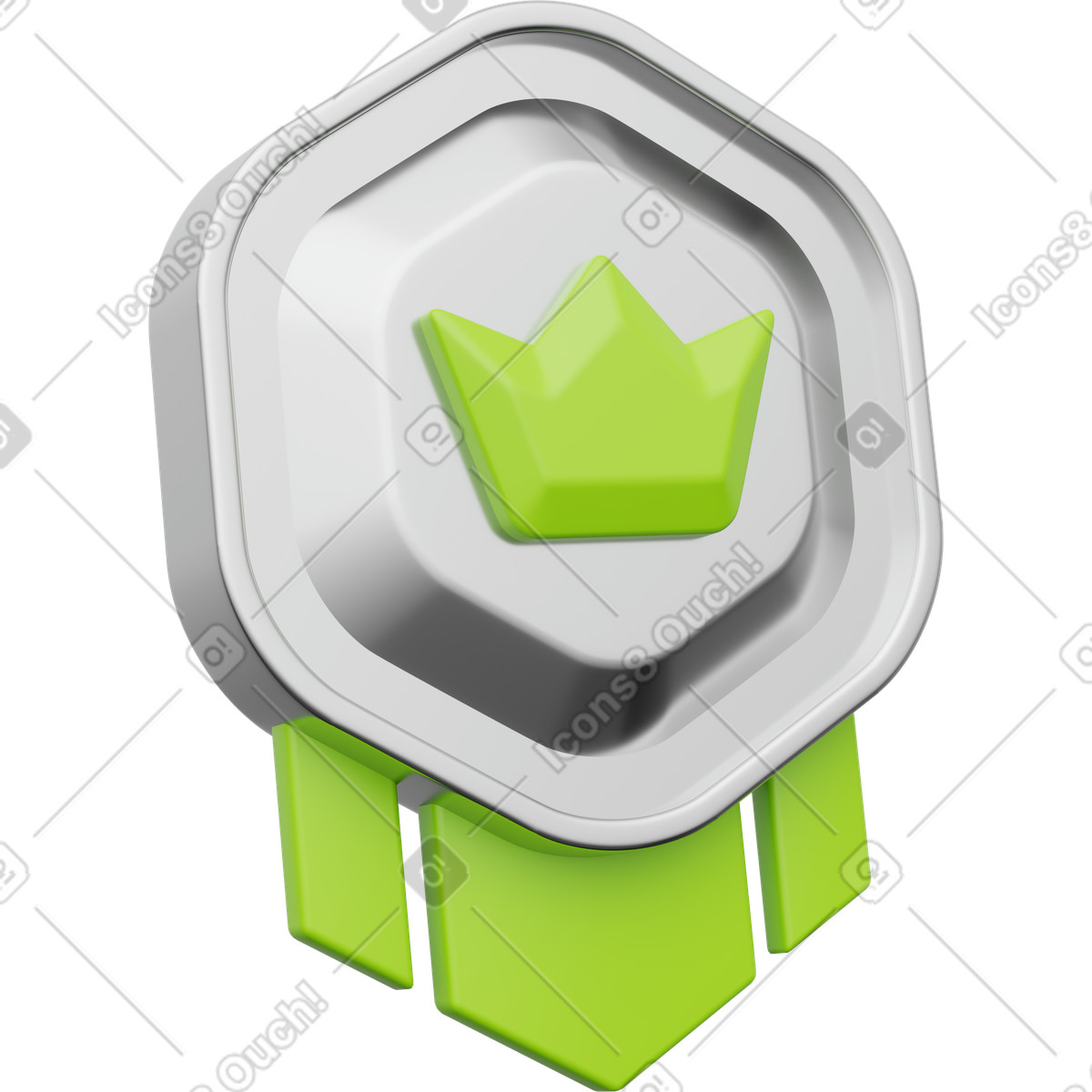 下载 3D Playful 风格的 Premium membership crown badge with ribbon 插画，支持 PNG、SVG 格式