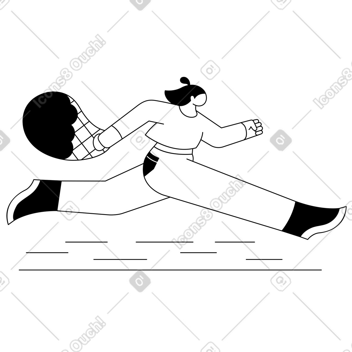 Sprinting energetically, Speed and efficiency, Quick courier or parcel delivery illustrazione in stile Experimental scarica in PNG, SVG