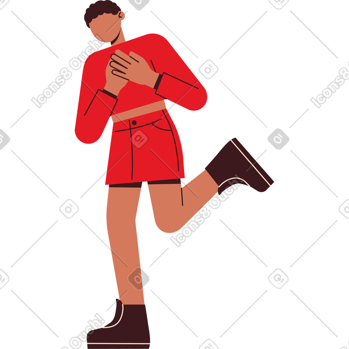 Illustration Jeune femme avec la jambe levée dans le style Folks à télécharger aux formats PNG, SVG
