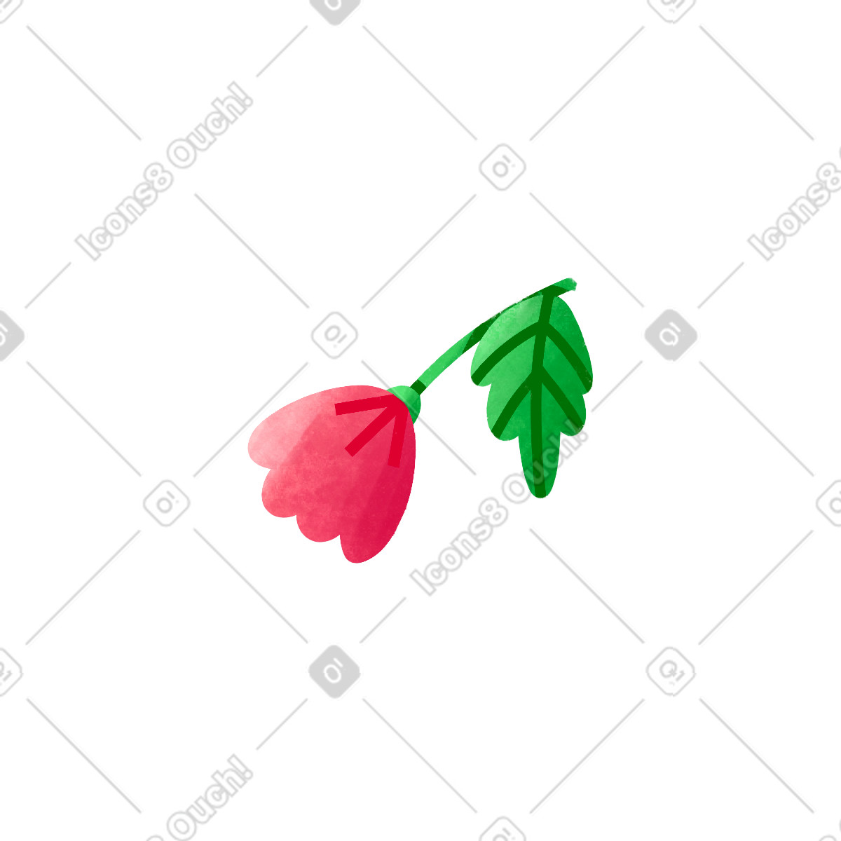Wildflower blossom with vibrant petals and leaf vein detail-Illustration im Bonbon-Stil als Download in PNG, SVG