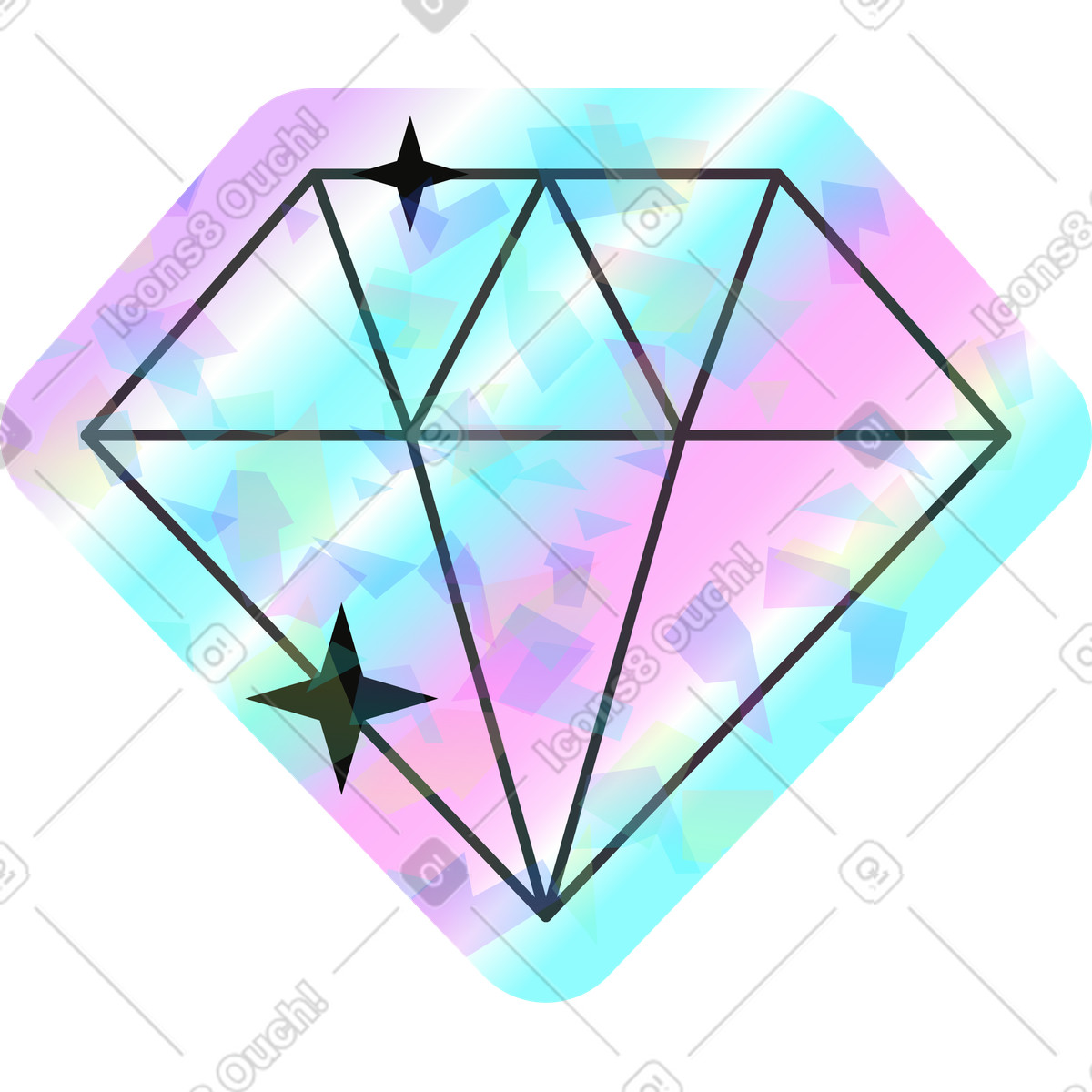Holostickers スタイルの Diamond のイラストをPNG、SVG形式でダウンロード