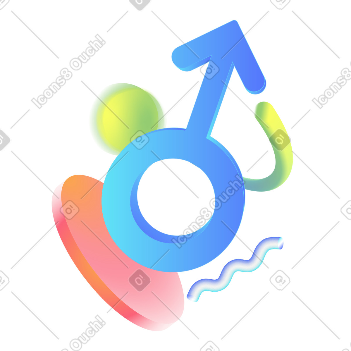 下载 Morphis 风格的 男性性别的火星符号 插画，支持 PNG、SVG 格式
