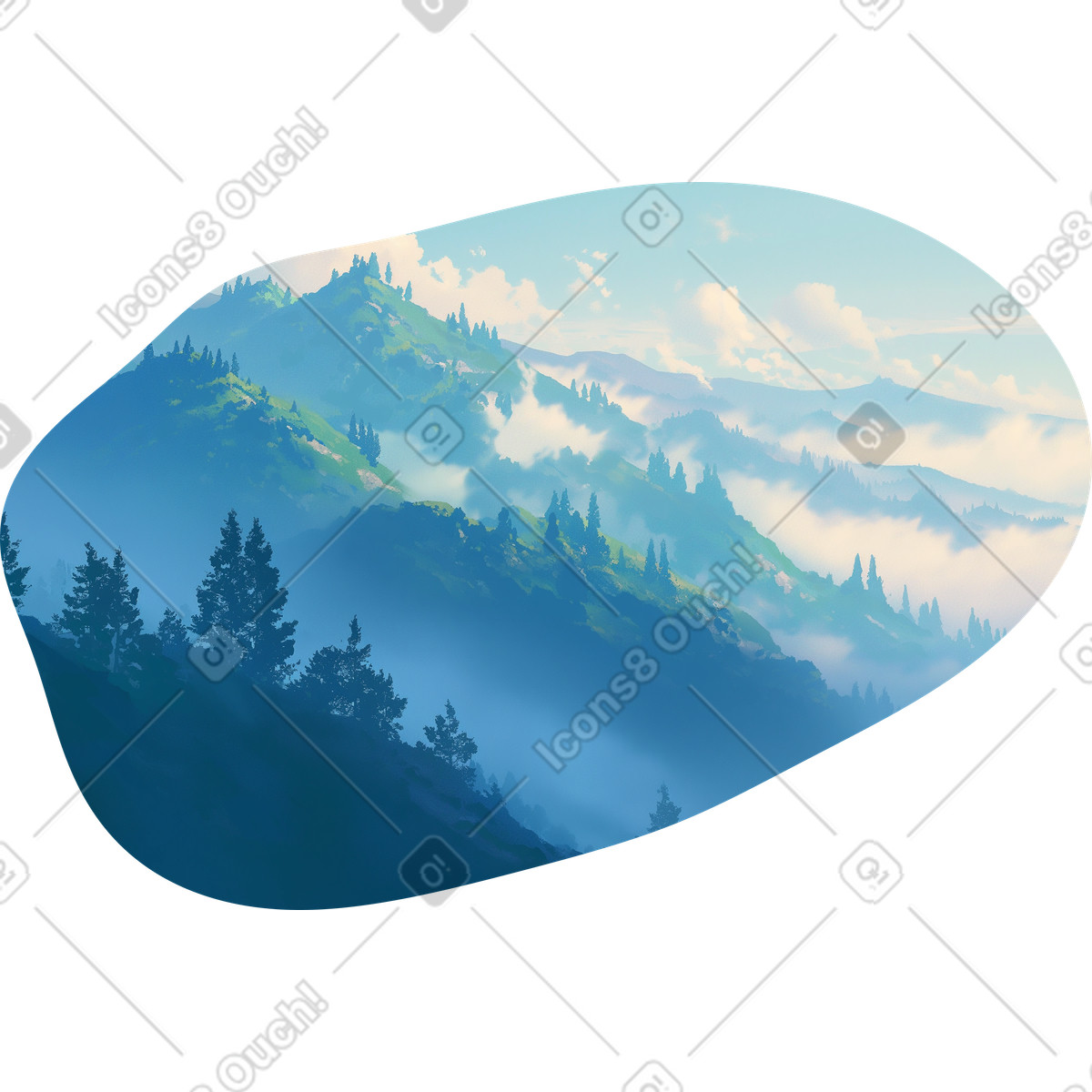 Scenes 스타일의 안개 낀 산 배경 일러스트레이션 PNG, SVG 다운로드