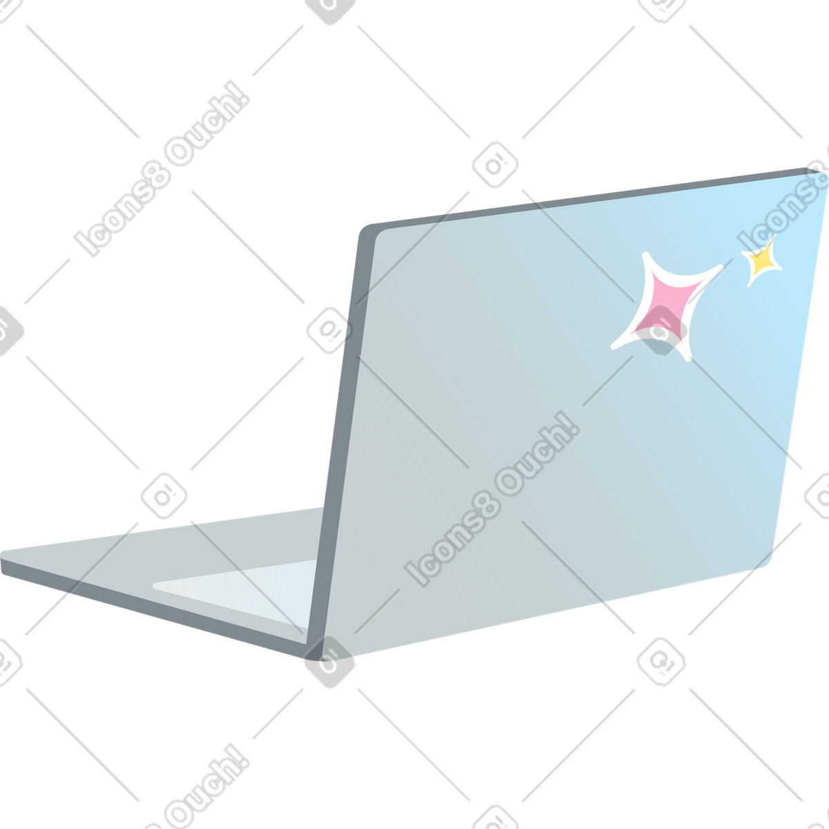 Ilustración Laptop con pegatinas de estrellas en estilo Fizzy a descargar en PNG y SVG