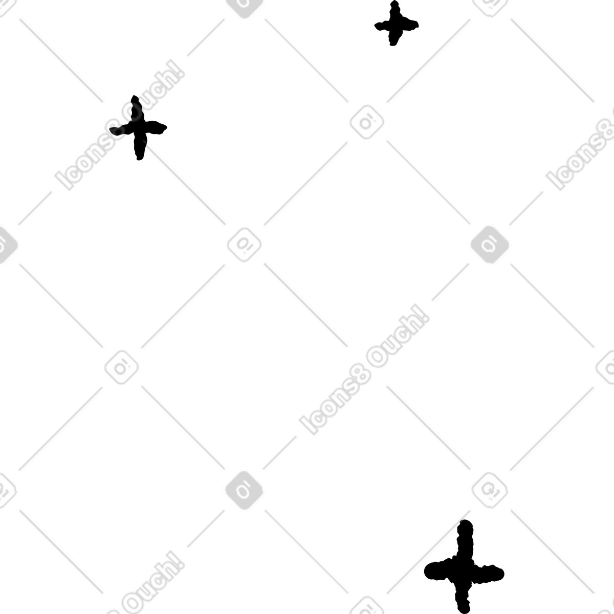 Ilustração de Stars ink blot cross shapes minimal celestial pattern layout em no estilo Black Chalk para baixar em PNG, SVG