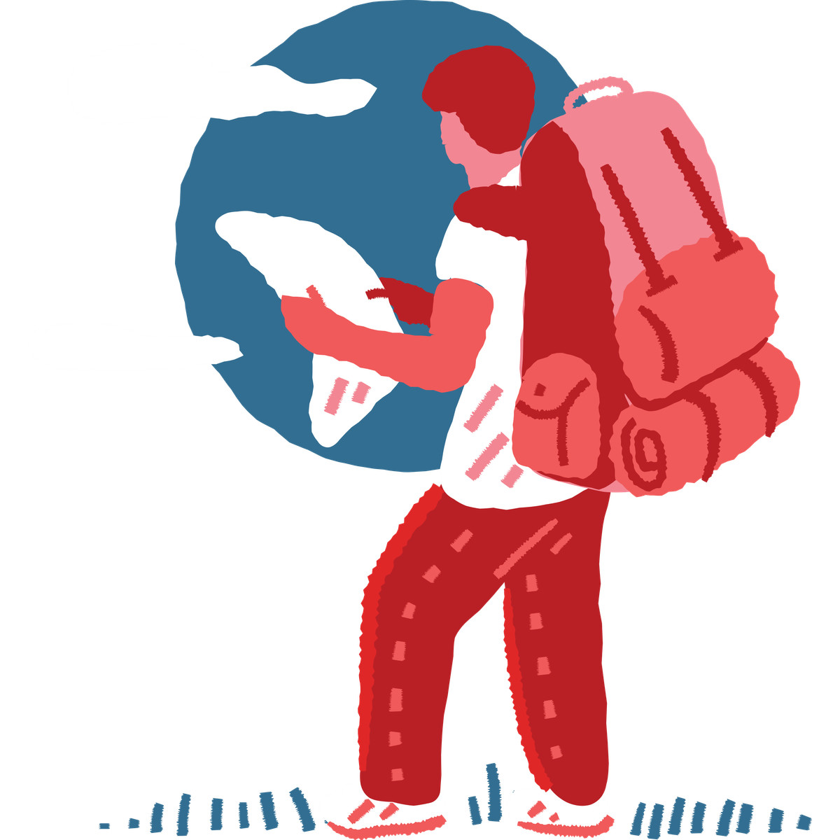 Cherry 스타일의 Backpacker finding directions in nature, Adventure navigation or exploration 일러스트레이션 PNG, SVG 다운로드