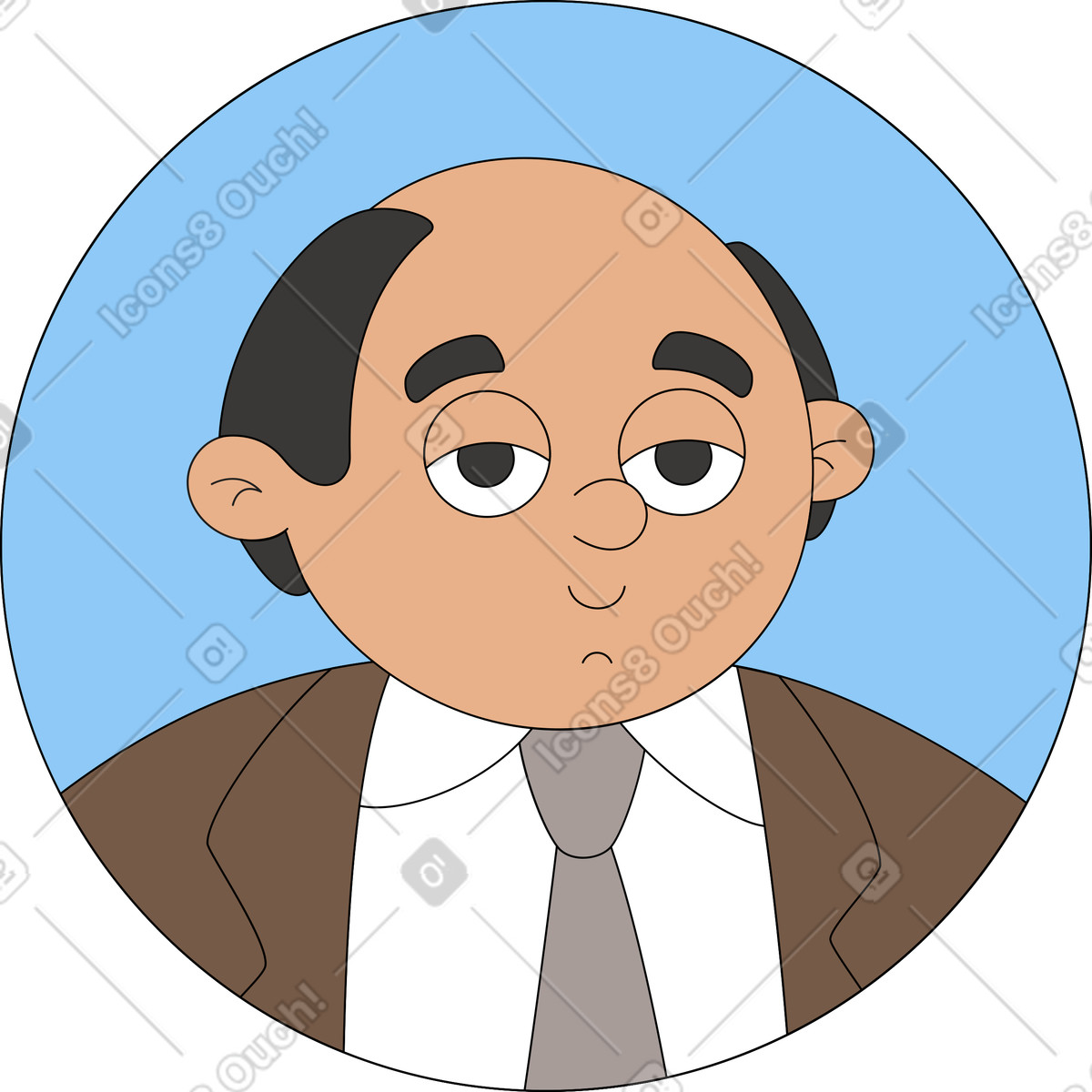 Ilustração de Avatar homem careca em no estilo Sitcom para baixar em PNG, SVG