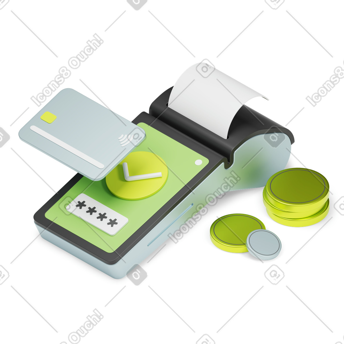 Ilustración animada Pago con tarjeta sin contacto a través de terminal en estilo 3D Isometric descargar en GIF, Lottie (JSON), AE