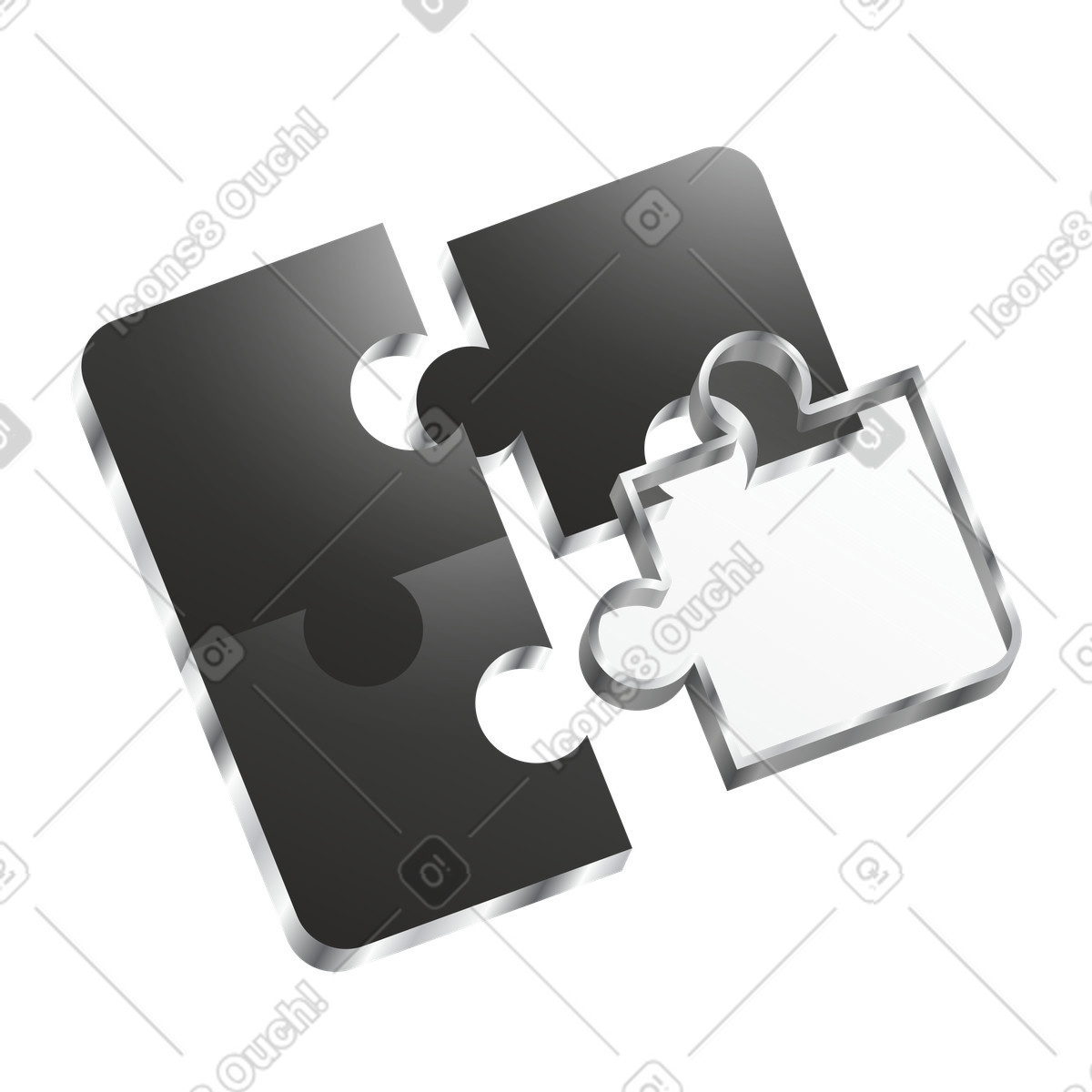Four puzzle pieces connecting together, Project planning, Collaboration metaphor illustration in Token style download in PNG, SVG