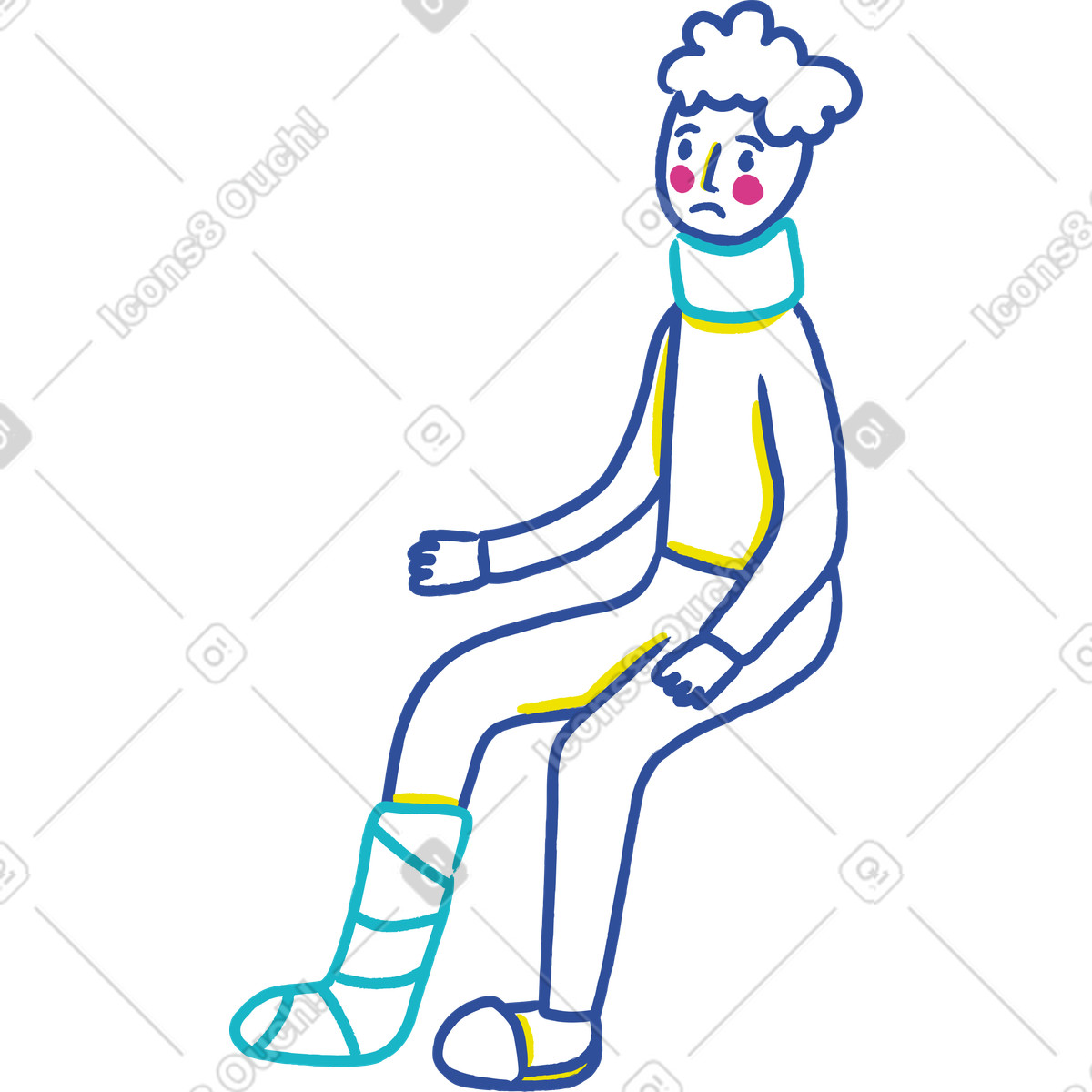 Uomo con una gamba rotta illustrazione in stile Lime scarica in PNG, SVG