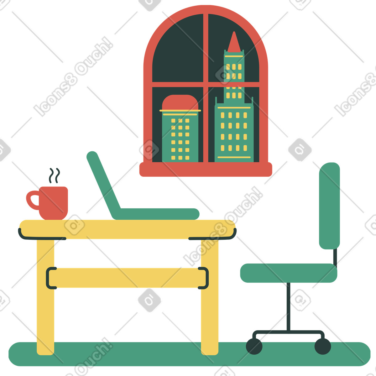 Ilustração de Local trabalho doméstico do freelancer em no estilo Macaroni para baixar em PNG, SVG