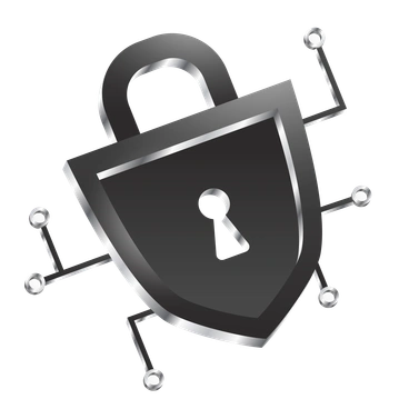 A shield with a padlock and circuit lines - Token style illustration
