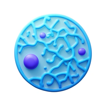 A maze-like structure of the endoplasmic reticulum in a cell, featuring intricate and interconnected membranes. The endoplasmic reticulum is shown in a translucent light blue color, with smooth and rough regions clearly distinguished. Various ribosomes are attached to the rough endoplasmic reticulum, appearing as small dots. The surrounding cellular environment includes other organelles like mitochondria and the nucleus, providing a vibrant context for the endoplasmic reticulum's complex structure.