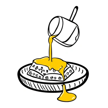 A close-up view of "golden honey" being poured from a glass jar, cascading over layers of "freshly baked baklava." The baklava is arranged on a textured plate, showcasing its flaky layers and nut-filled interior. The honey glistens as it flows, pooling on the plate and enhancing the details of the baklava's intricate patterns. A wooden honey dipper rests nearby, with a few drops of honey clinging to its surface.