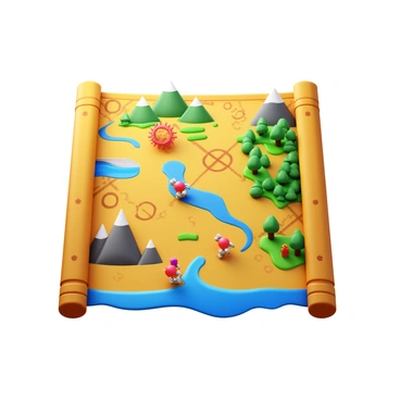 A detailed treasure map features various landscapes such as mountains, forests, and rivers. The map includes intricate markings and symbols, with a prominent "X" indicating the location of the "antigen." Immune cells, depicted as small, stylized figures, are shown navigating the terrain in pursuit of the treasure. The cells display different characteristics, such as varying shapes and colors, representing different types of immune cells. The overall composition balances the map's features with the dynamic quest of the immune cells, highlighting their journey across the landscape.