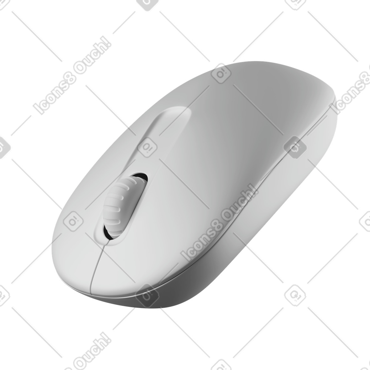 Mouse bianco per computer illustrazione in stile 3D Kindy scarica in PNG, SVG