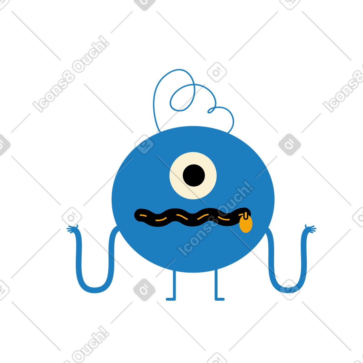 Character with a closed zipper instead of mouth illustration in Jelly style download in PNG, SVG