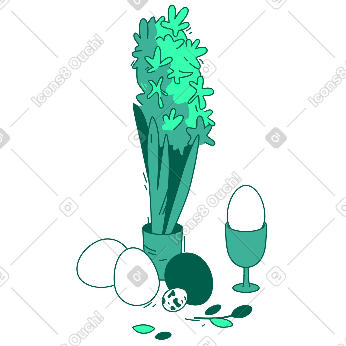 Fiore del giacinto e uova di pasqua illustrazione in stile Storyline scarica in PNG, SVG