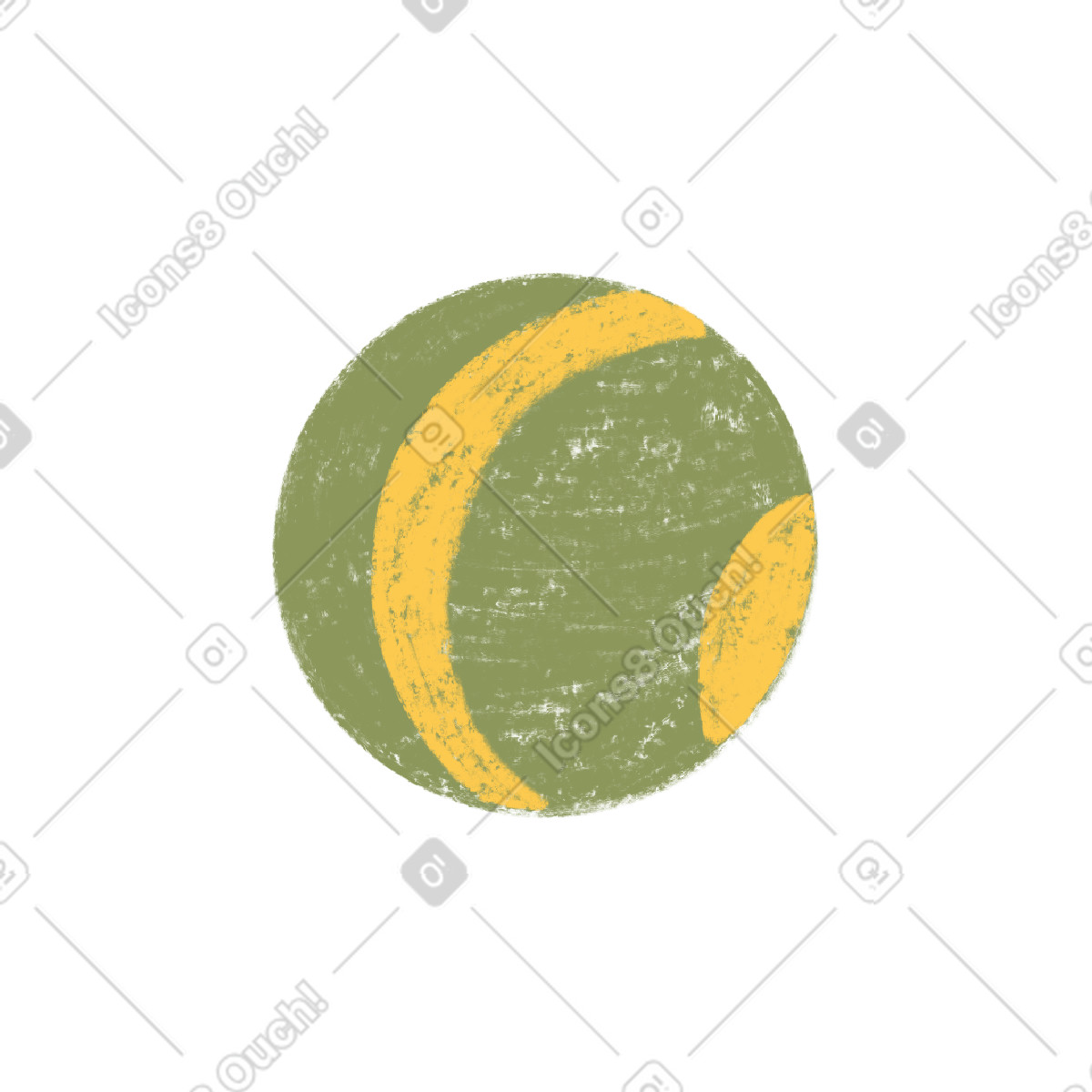 Chalky 스타일의 Green ball with yellow lines 일러스트레이션 PNG, SVG 다운로드