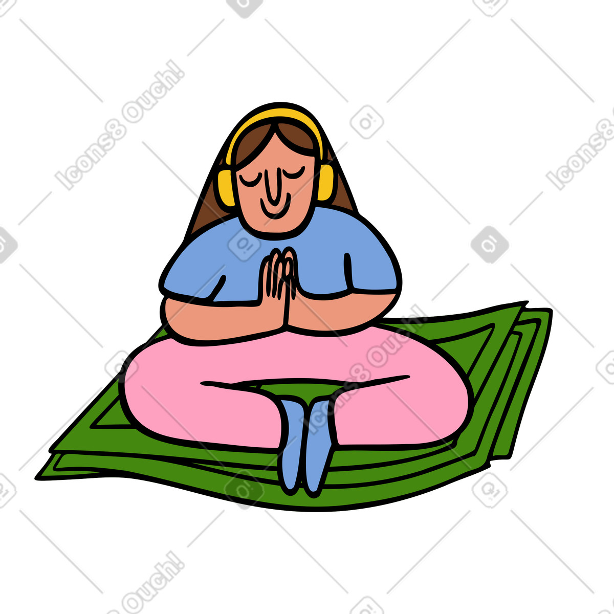 Illustration Femme en position du lotus manifestant de l'argent dans le style Comic à télécharger aux formats PNG, SVG