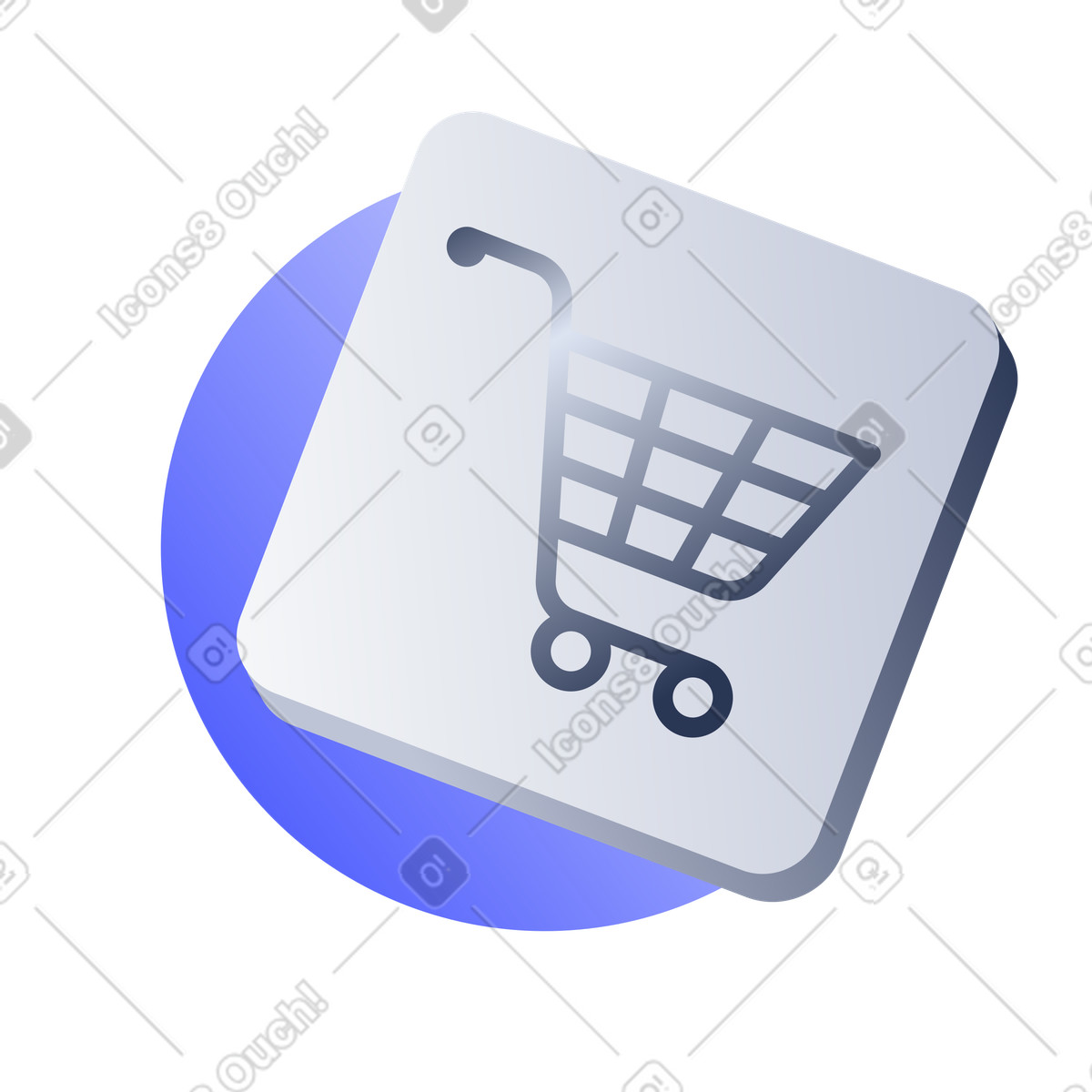 Shopping cart icon on rounded square, Online checkout interface element illustration in PNG, SVG