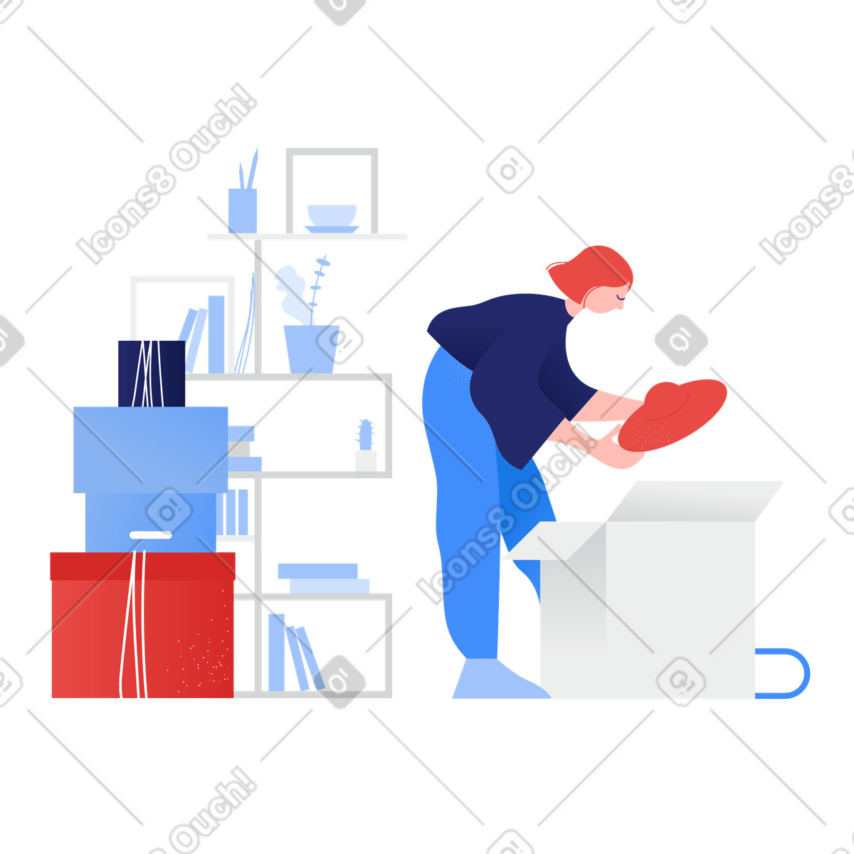 下载 Clip 风格的 搬家准备 插画，支持 PNG、SVG 格式