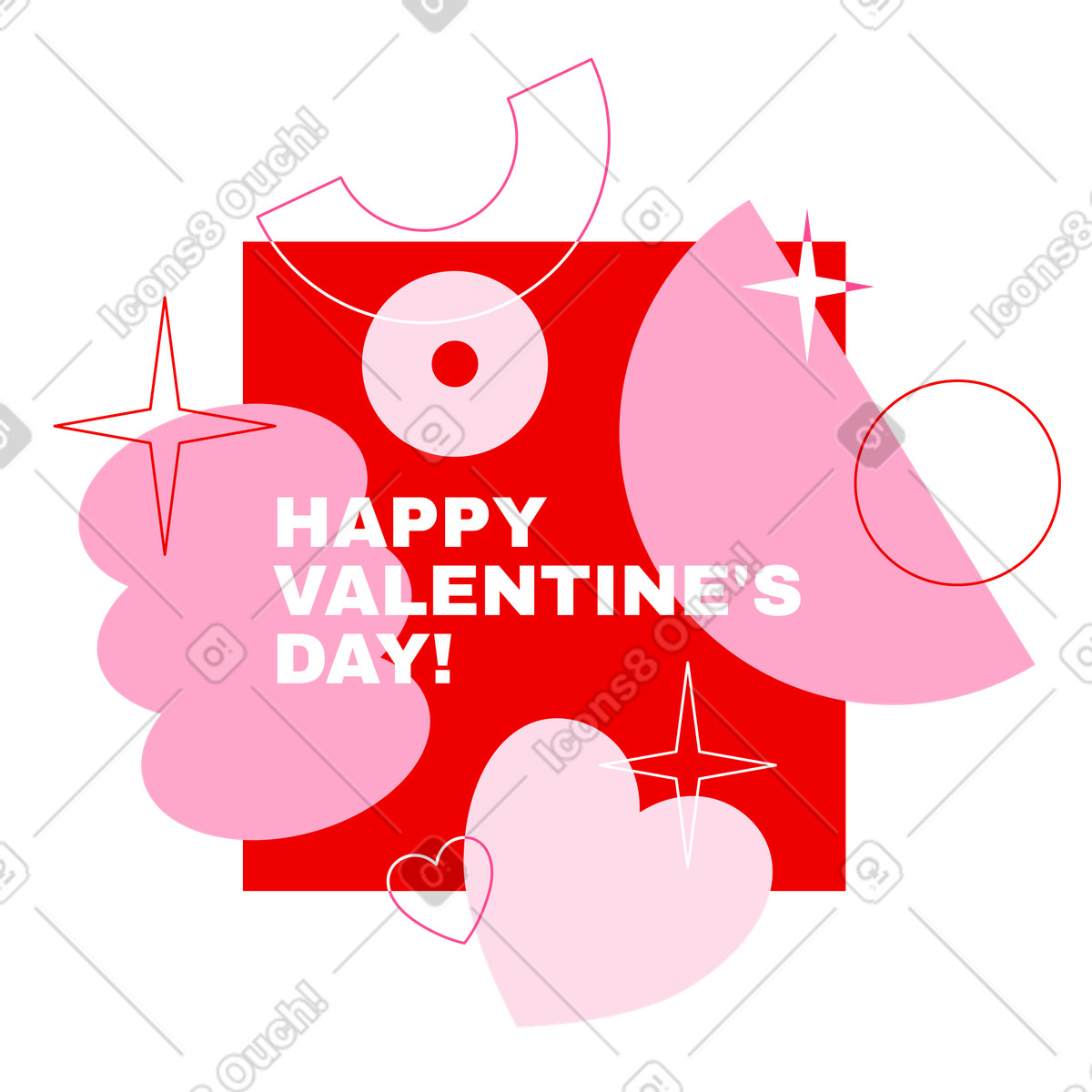 Ilustração de Feliz dia dos namorados em fundo abstrato geométrico com corações no estilo Typography para baixar PNG, SVG
