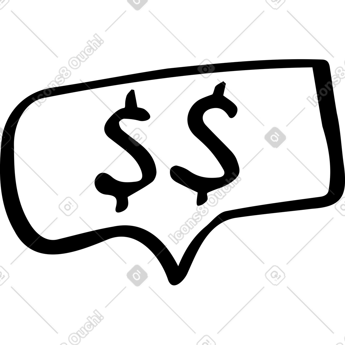 Illustration Bulle avec des dollars dans le style Journal à télécharger aux formats PNG, SVG