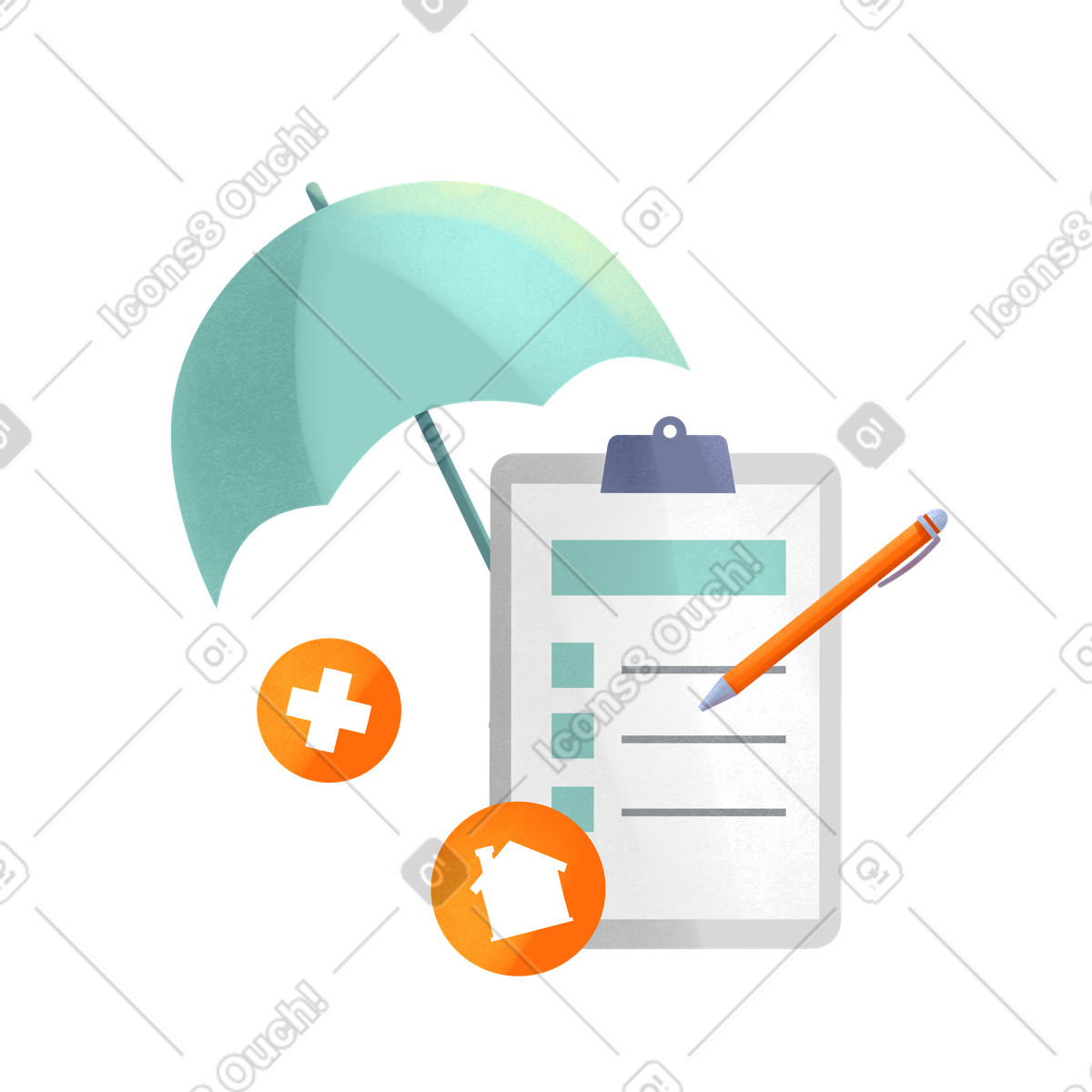 Health insurance agreement illustration in Shine style download in PNG, SVG