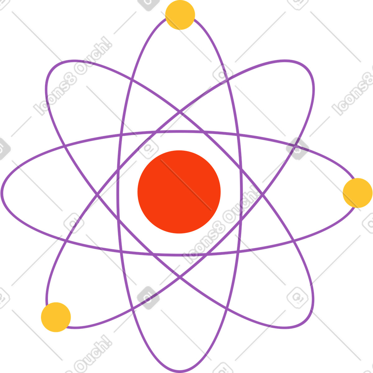 Atom with protons neurons and electrons illustration in PNG, SVG