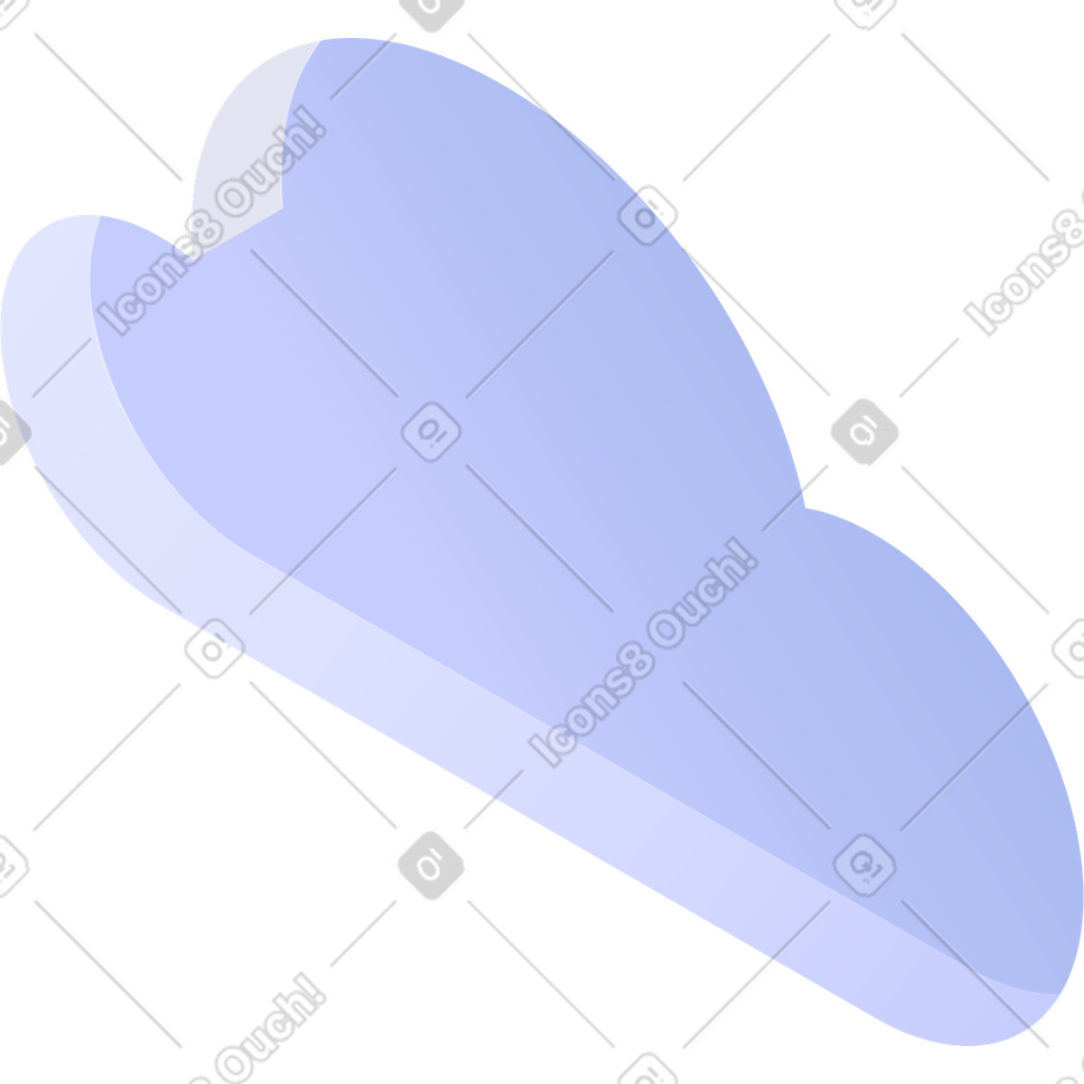 Violet isometric cloud shape hole illustration in Quantum style download in PNG, SVG