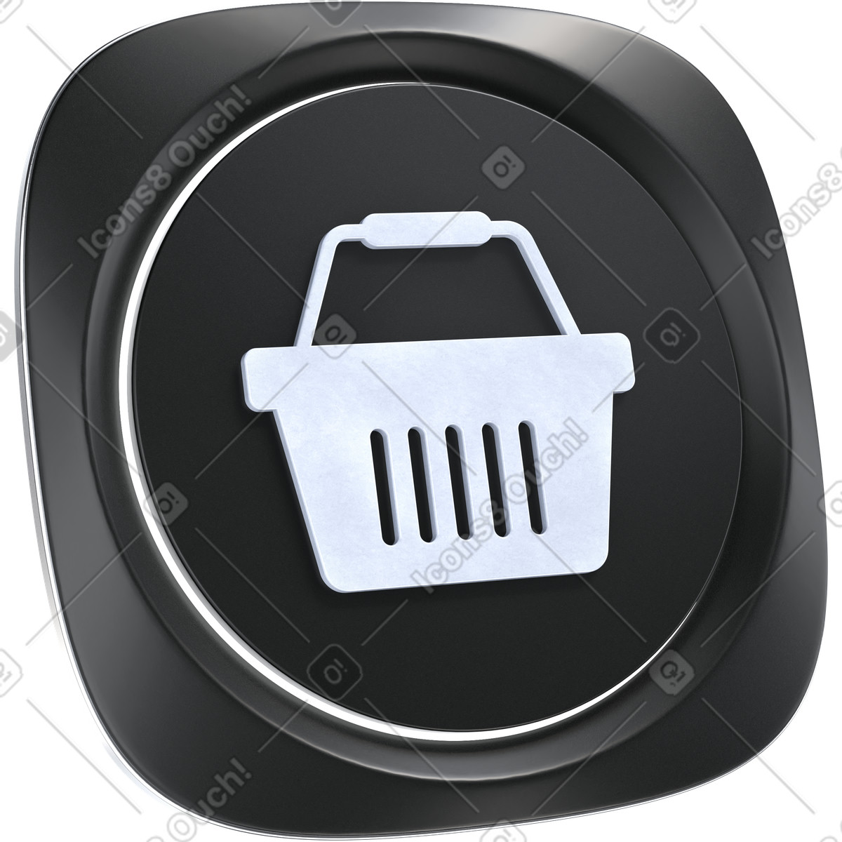 3D Pro スタイルの Shopping basket button symbolizing online store add to cart action のイラストをPNG、SVG形式でダウンロード