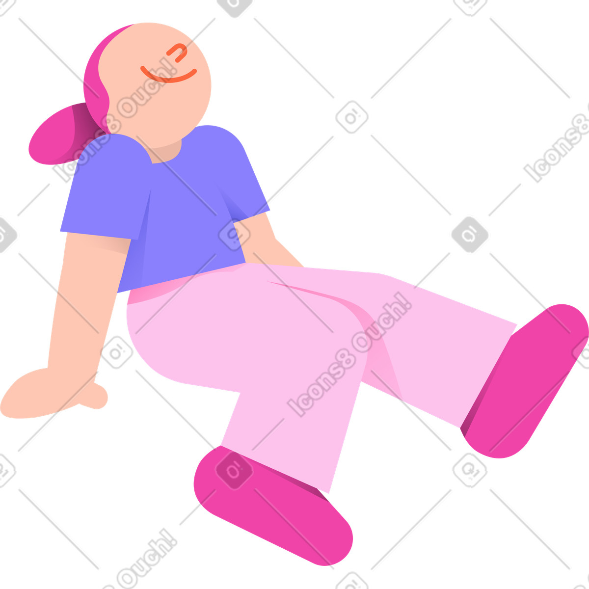 Ilustração de Jovem sentada e balançando os pés em no estilo 8bit para baixar em PNG, SVG
