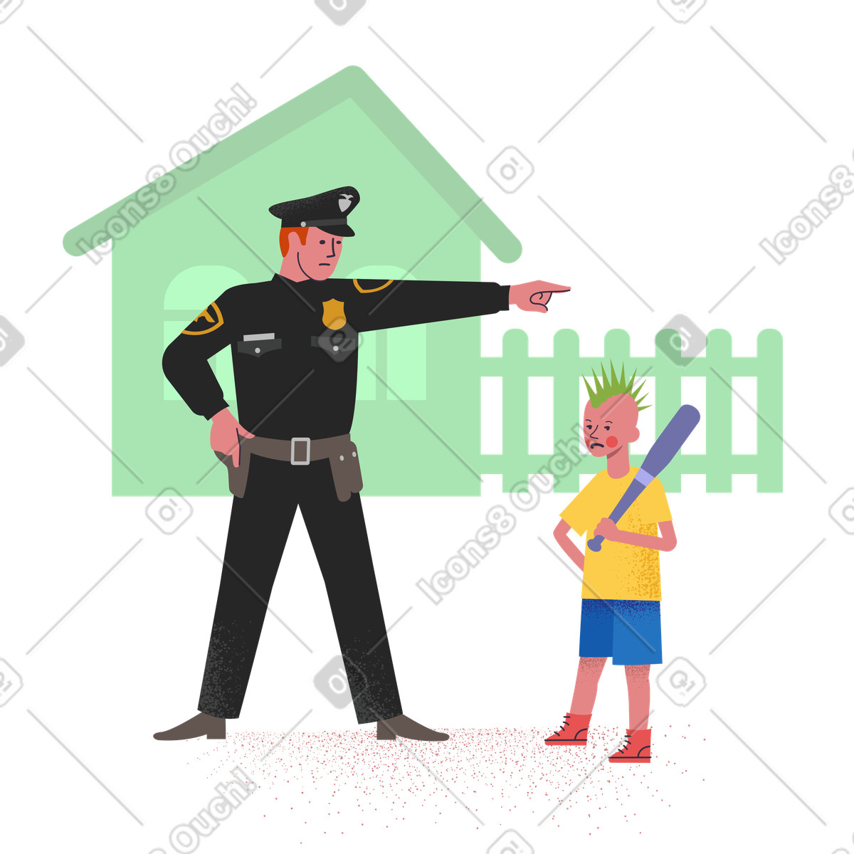 Illustration Policier avec bully boy dans le style Pale à télécharger aux formats PNG, SVG