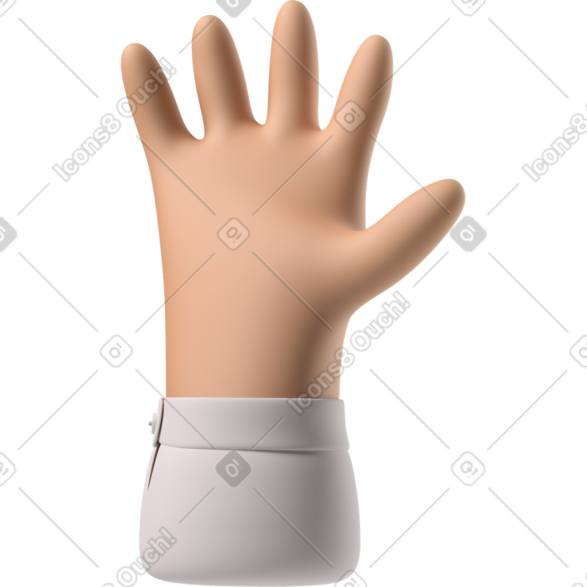 Ilustração de Mão pele bronzeada com os dedos abertos em no estilo 3D Hands Fun&Wild para baixar em PNG, SVG