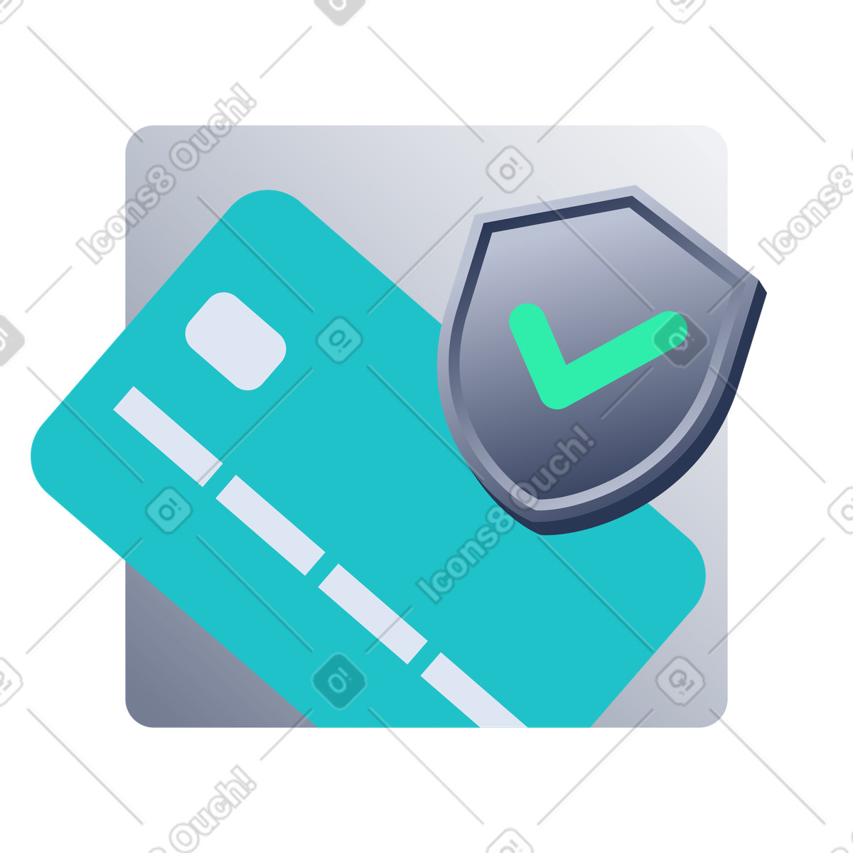 Sichere zahlung mit bankkarte und sicherheitsschild-Illustration im Lucent-Stil als Download in PNG, SVG