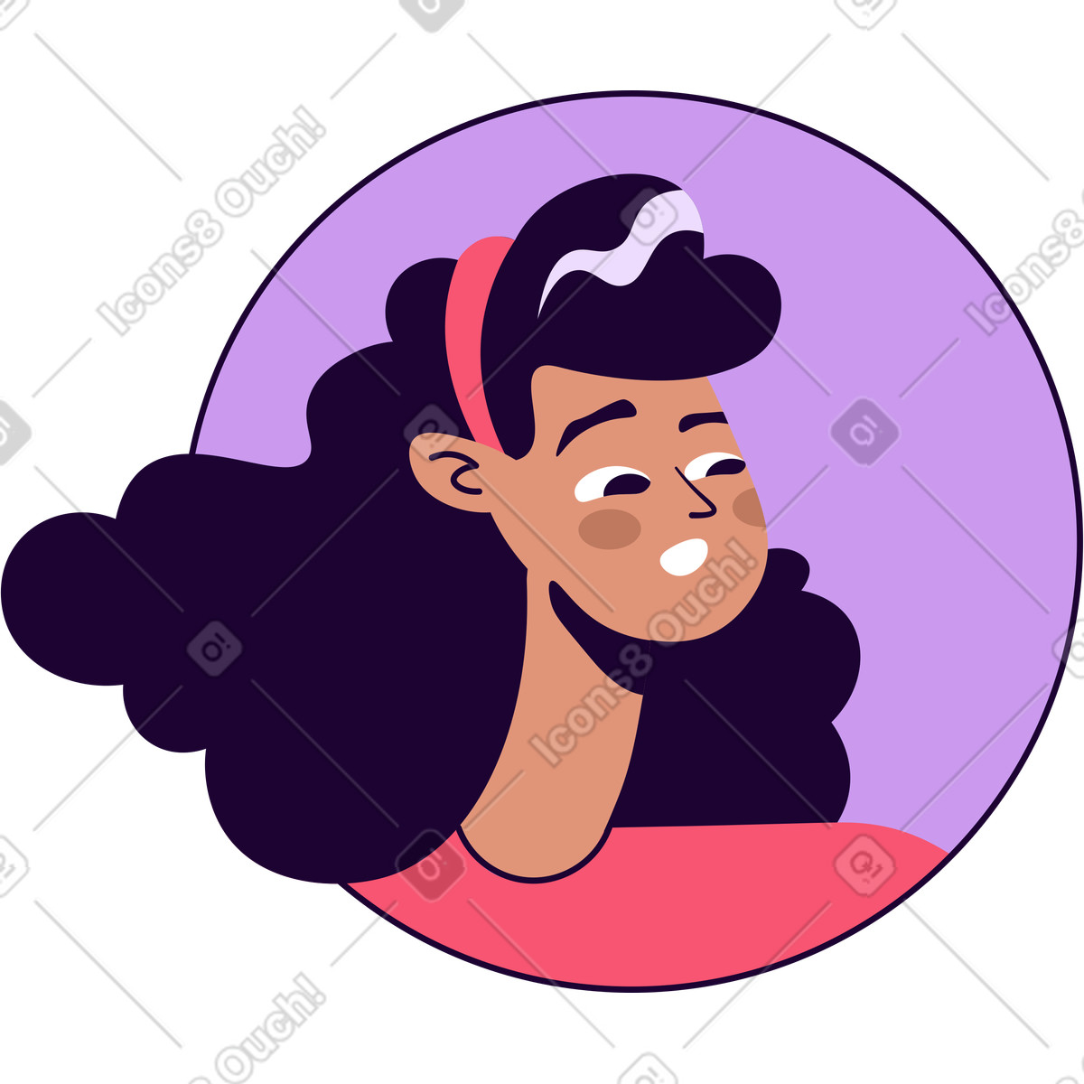 Frauengesicht im kreis animierte Illustration Martina-Stil als Download in GIF, Lottie (JSON), AE